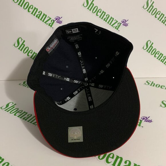 New Era 59Fifty Hat MiLB Rome Braves Baseball Fitted Cap Navy Blue Red 7 3/4 - Picture 6 of 7